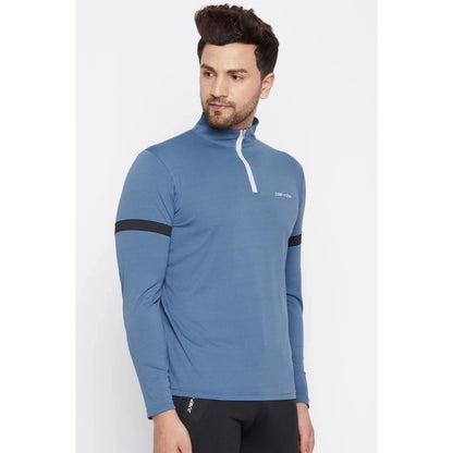 Generic Men's Solid Polyester Full Sleeve T.Shirt (Blue)