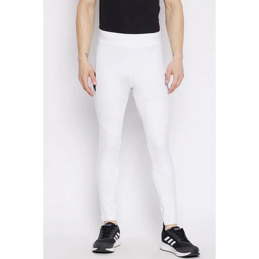 Generic Men's Solid Polyester Tights (White)