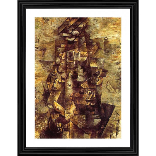 Generic Man with guitar 1911 Painting With Wood Photo Frame (Multicolor)