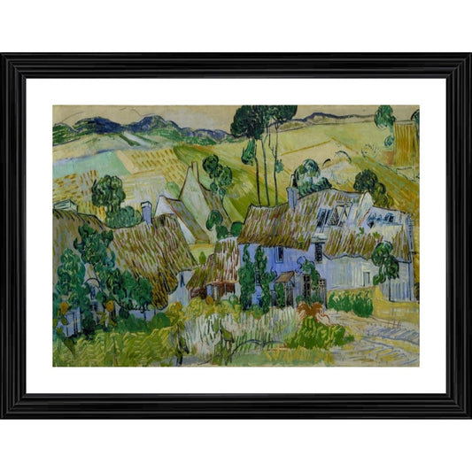 Generic Farms near Auvers 1890 Painting With Wood Photo Frame (Multicolor)