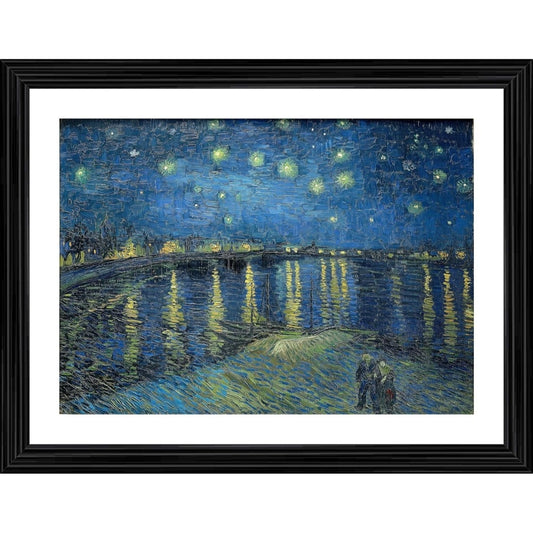 Generic Starry Night over the Rhone River 1888 Painting With Wood Photo Frame (Multicolor)