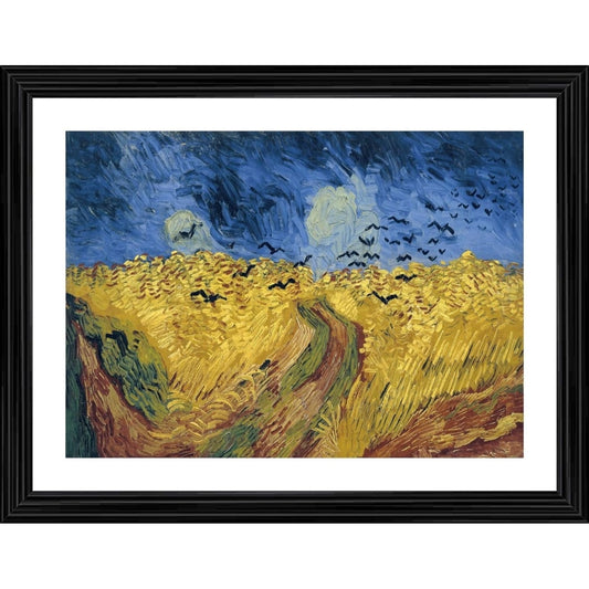 Generic Wheatfield with Crows 1890 Painting With Wood Photo Frame (Multicolor)