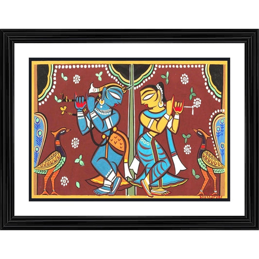 Generic Radha Krishna Painting With Wood Photo Frame (Multicolor)