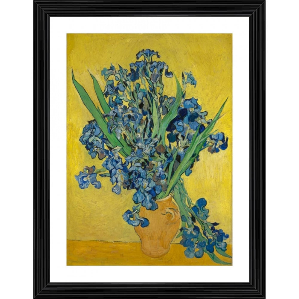 Generic Vase with Irises 1890 Painting With Wood Photo Frame (Multicolor)