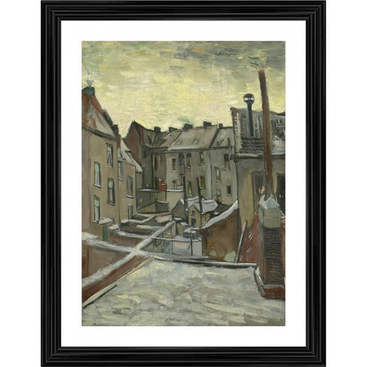 Generic Houses Seen from the Back 1886 Painting With Wood Photo Frame (Multicolor)