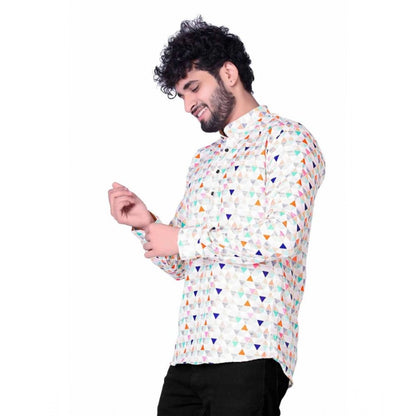 Generic Men's Cotton Blended Printed Full Sleeve Shortkurta (Multicolor)