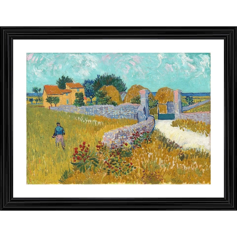 Generic Farmhouse in Provence 1888 Painting With Wood Photo Frame (Multicolor)