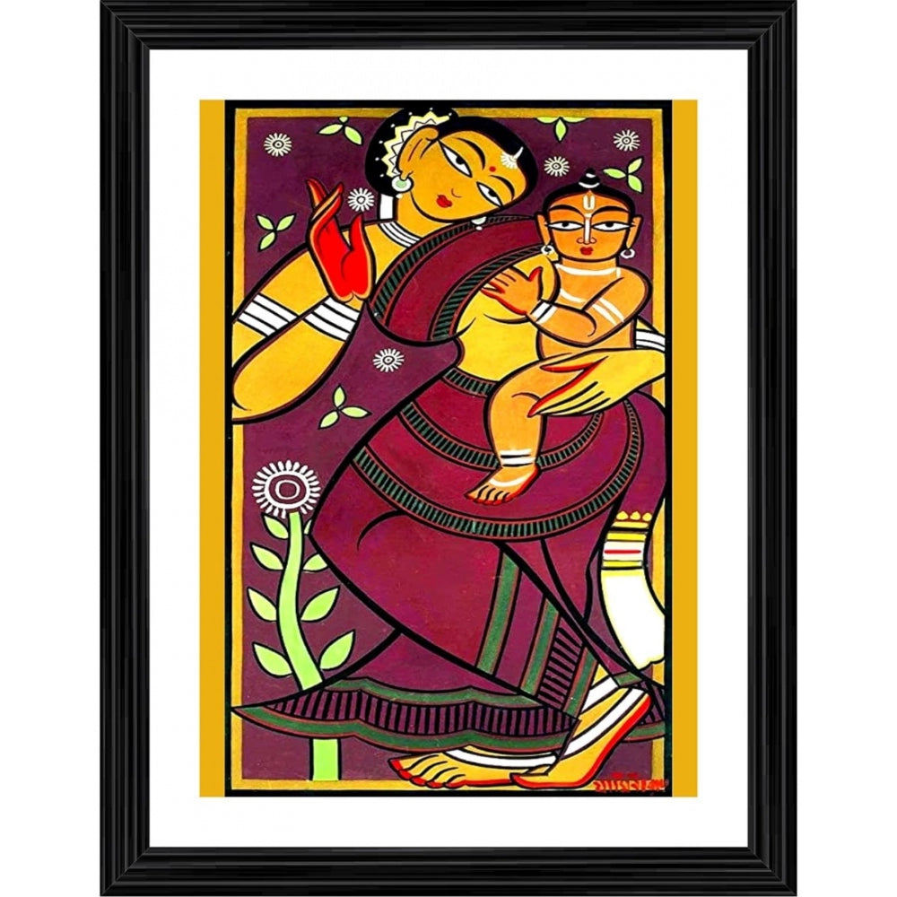 Generic Mother and Child 2 Painting With Wood Photo Frame (Multicolor)