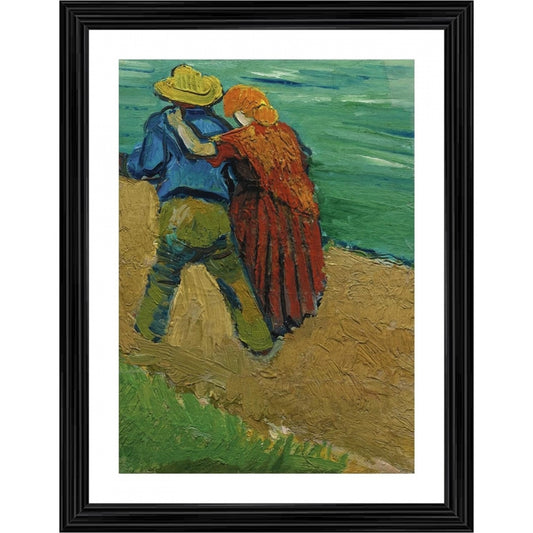 Generic Two Lovers in Arles 1888 Painting With Wood Photo Frame (Multicolor)