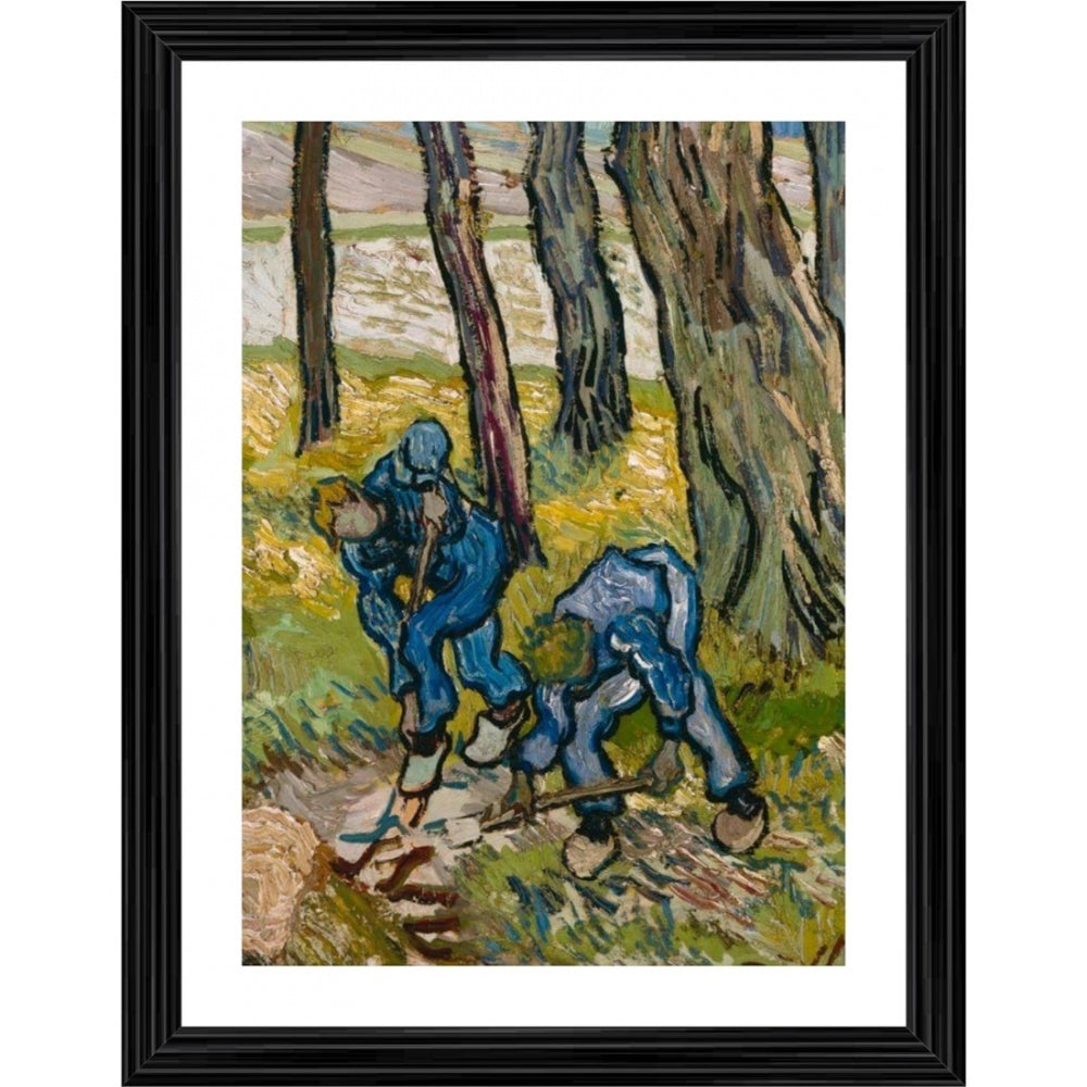 Generic Two Diggers among trees 1889 Painting With Wood Photo Frame (Multicolor)