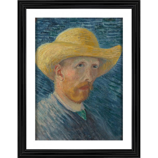 Generic Self Portrait with Straw Hat 1887 Painting With Wood Photo Frame (Multicolor)