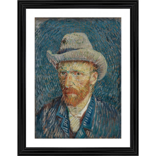 Generic Self Portrait with Grey Felt Hat 1887 Painting With Wood Photo Frame (Multicolor)