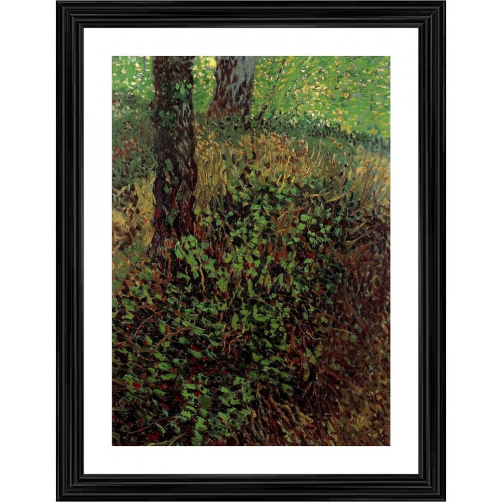 Generic Undergrowth in the Garden 1887 Painting With Wood Photo Frame (Multicolor)