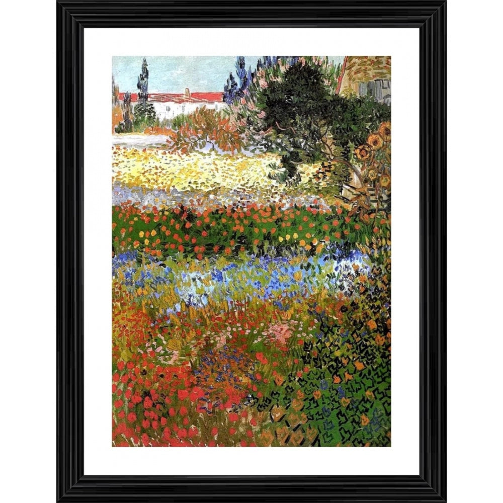 Generic Flowered Garden 1888 Painting With Wood Photo Frame (Multicolor)