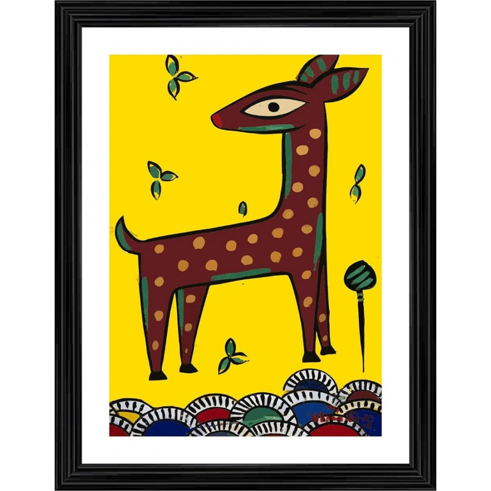 Generic Deer Painting With Wood Photo Frame (Multicolor)