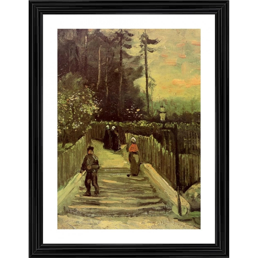 Generic Sloping Path in Montmartre 1886 Painting With Wood Photo Frame (Multicolor)