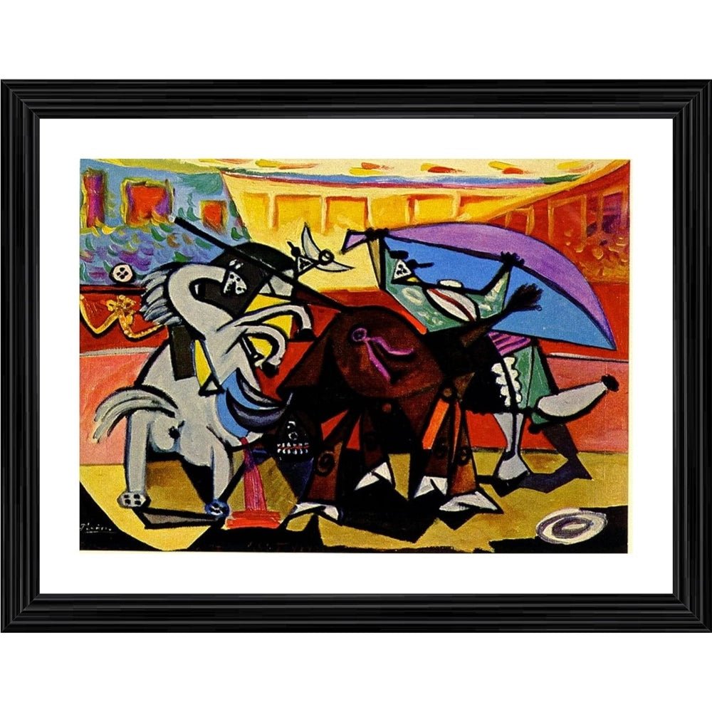 Generic Bullfight 4 Painting With Wood Photo Frame (Multicolor)