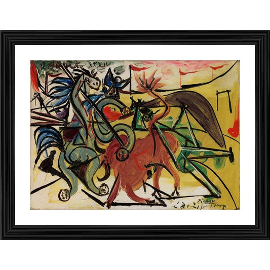 Generic Bullfight 5 Painting With Wood Photo Frame (Multicolor)