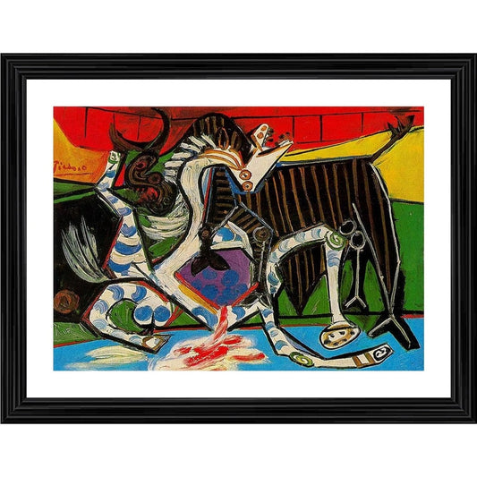 Generic Bullfight 2 Painting With Wood Photo Frame (Multicolor)