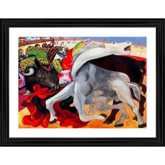 Generic Bullfight Death of the Toreador 1933 Painting With Wood Photo Frame (Multicolor)