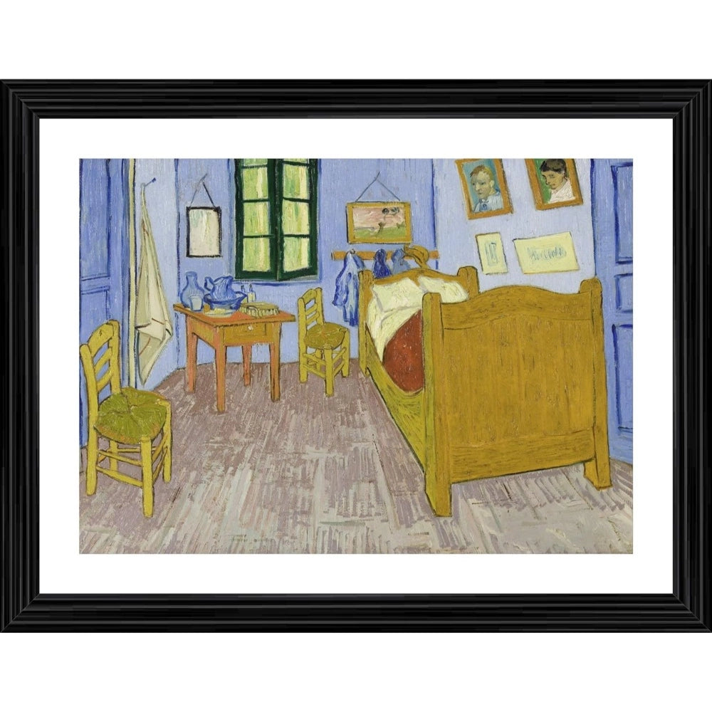 Generic Bedroom in Arles 1888 Painting With Wood Photo Frame (Multicolor)