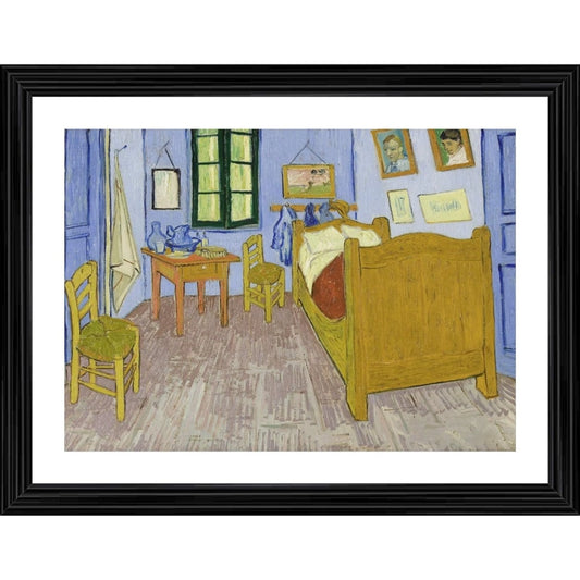 Generic Bedroom in Arles 1888 Painting With Wood Photo Frame (Multicolor)