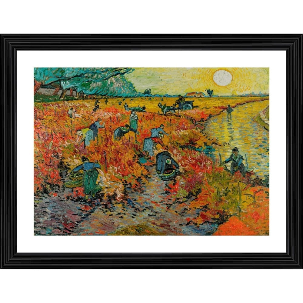 Generic The Red Wineyard 1888 Painting With Wood Photo Frame (Multicolor)