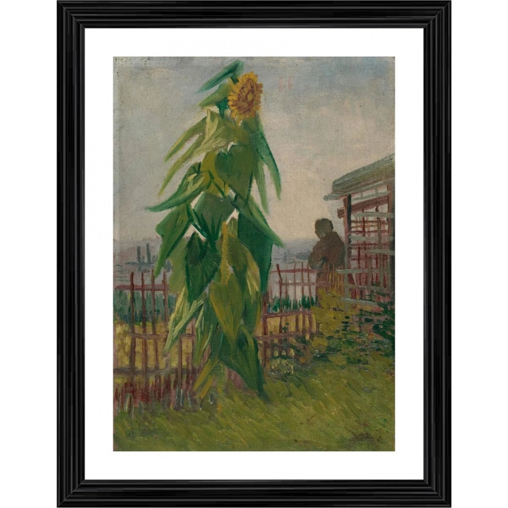 Generic Allotment with Sunflower 1887 Painting With Wood Photo Frame (Multicolor)