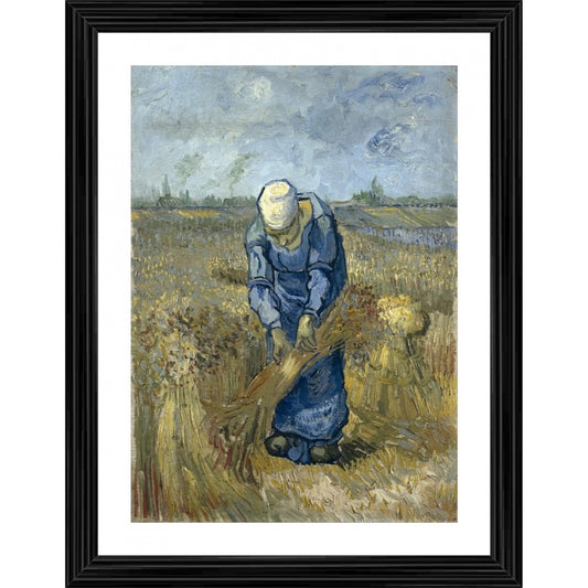 Generic Peasant Woman Bruising Flax 1889 Painting With Wood Photo Frame (Multicolor)