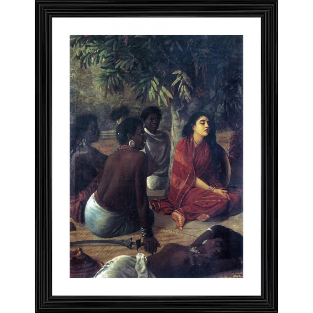 Generic Sita In Ashoka Grove 1890 Painting With Wood Photo Frame (Multicolor)