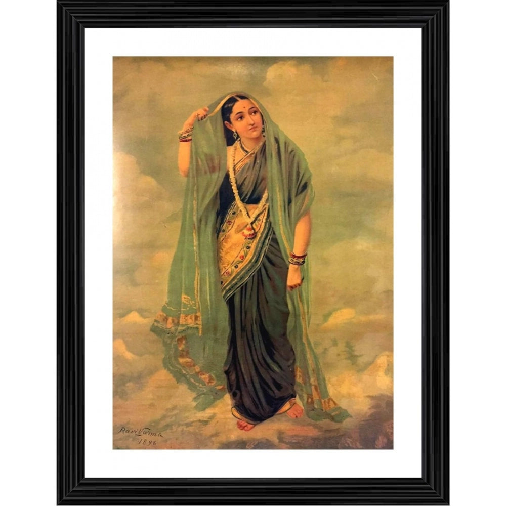 Generic Rambha 1896 Painting With Wood Photo Frame (Multicolor)