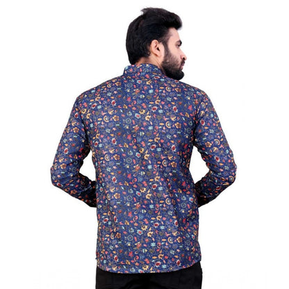 Generic Men's Cotton Blended Printed Full Sleeve Shortkurta (Multicolor)