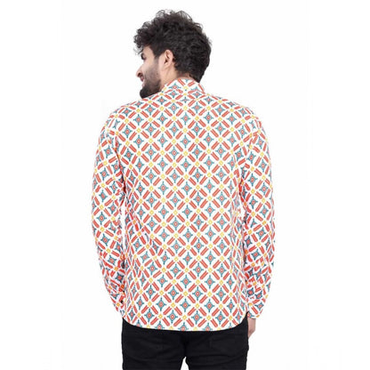 Generic Men's Cotton Blended Printed Full Sleeve Shortkurta (Multicolor)