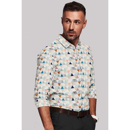 Generic Men's Cotton Blended Printed Full Sleeve Shirt (Multicolor)