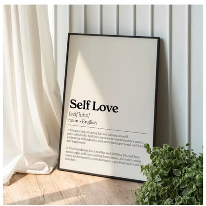 Generic Self Love Dictionary Definition Wall Frame (Black-Brown )