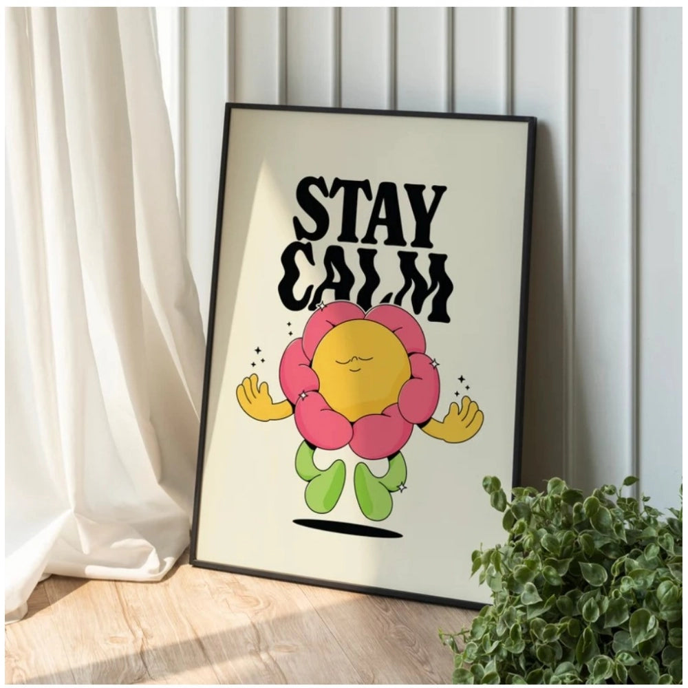 Generic Stay Calm Wall Frame (Black-Brown )