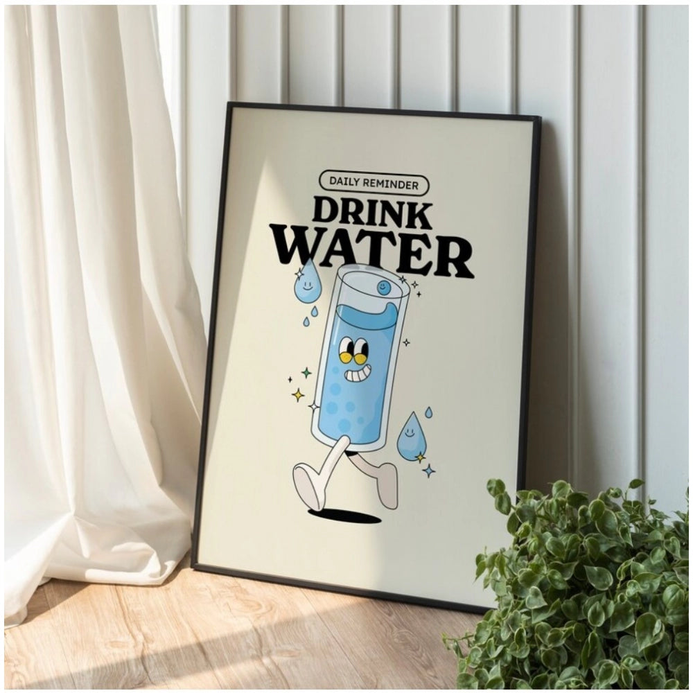 Generic Daily Reminder Drink Water Wall Frame (Black)