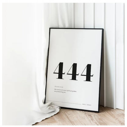 Generic 444 Angel Number Minimalist Wall Frame (White )