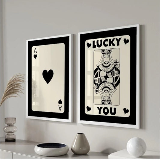 Generic Set of 2_Black Ace - Queen Framed (White)