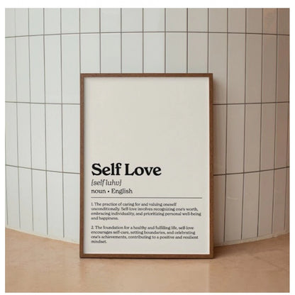 Generic Self Love Dictionary Definition Wall Frame (Black-Brown )