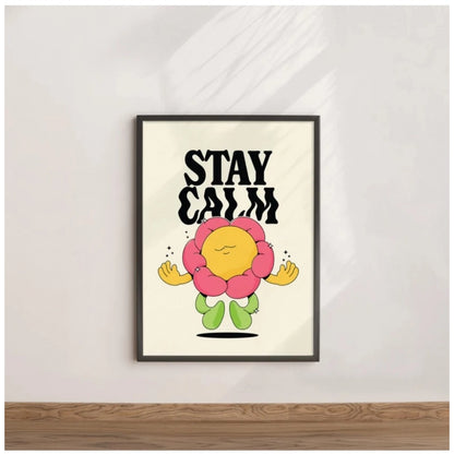 Generic Stay Calm Wall Frame (Black-Brown )