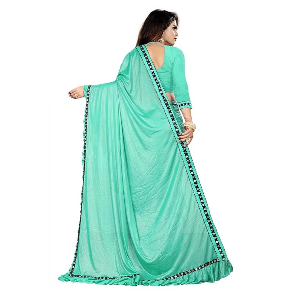 Generic Women's Malai Lining Solid Saree With Unstitched Blouse (Rama, 5.5 Mtr)