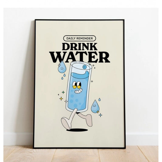 Generic Daily Reminder Drink Water Wall Frame (Black)