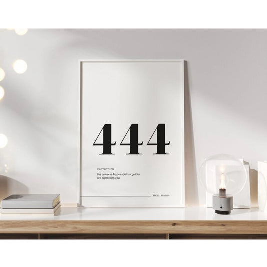 Generic 444 Angel Number Minimalist Wall Frame (White )