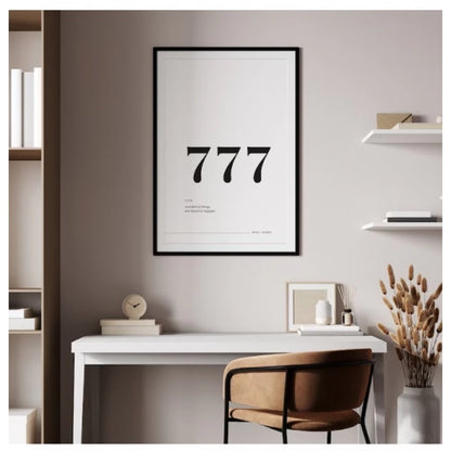 Generic 777 Angel Number Minimalist Wall Frame (Brown )