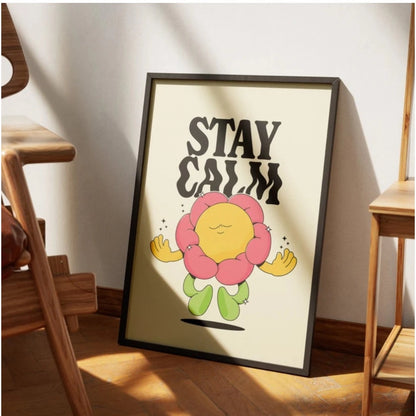 Generic Stay Calm Wall Frame (Black-Brown )