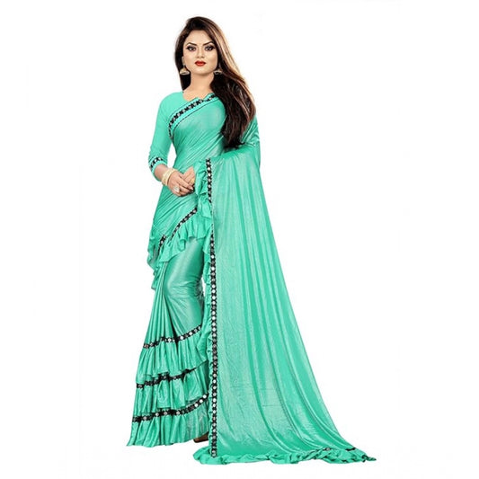 Generic Women's Malai Lining Solid Saree With Unstitched Blouse (Rama, 5.5 Mtr)