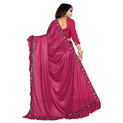 Generic Women's Malai Lining Solid Saree With Unstitched Blouse (Maroon, 5.5 Mtr)