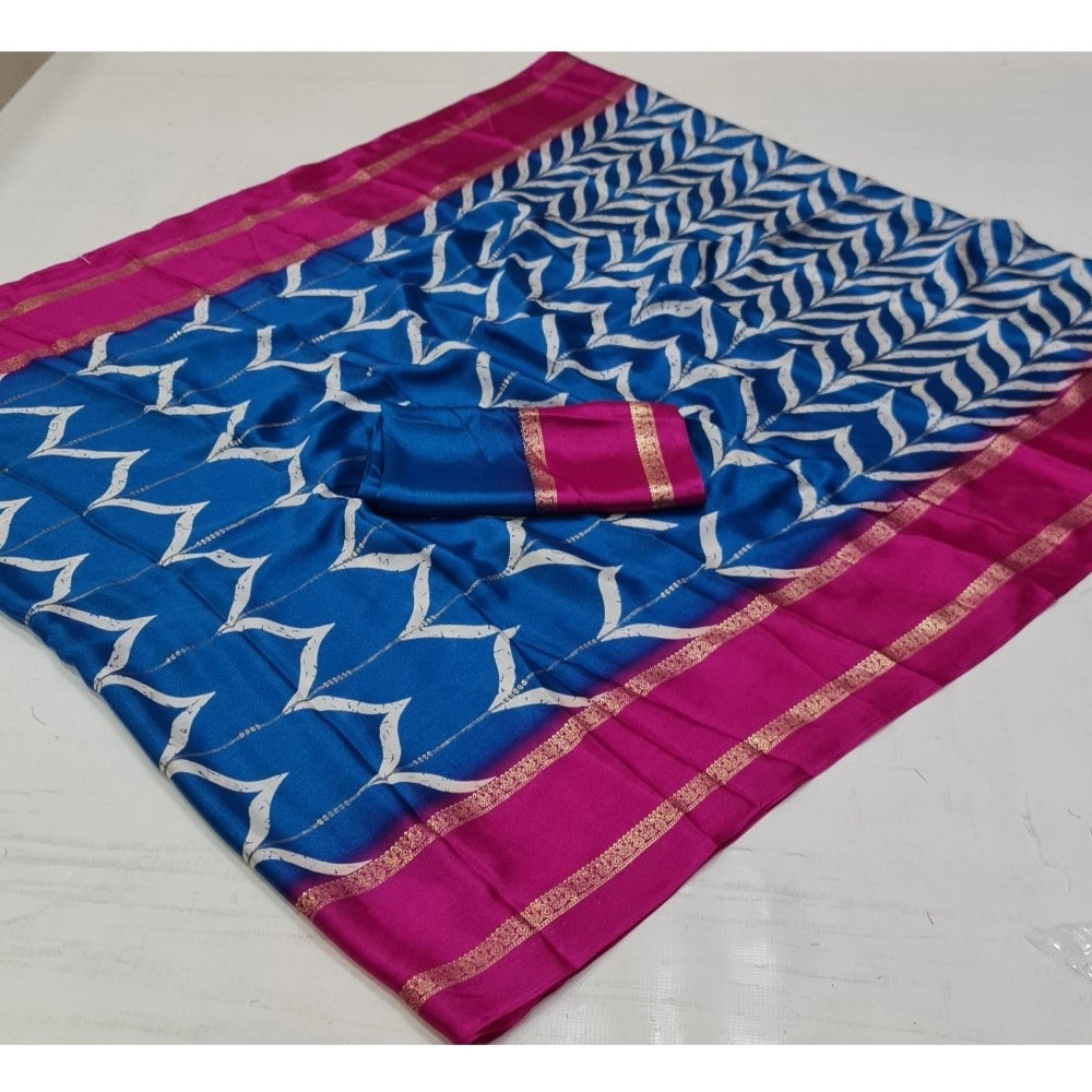 Generic Women's Cotton Printed Saree With Unstitched Blouse (Multicolor, 5-5 Mtrs)