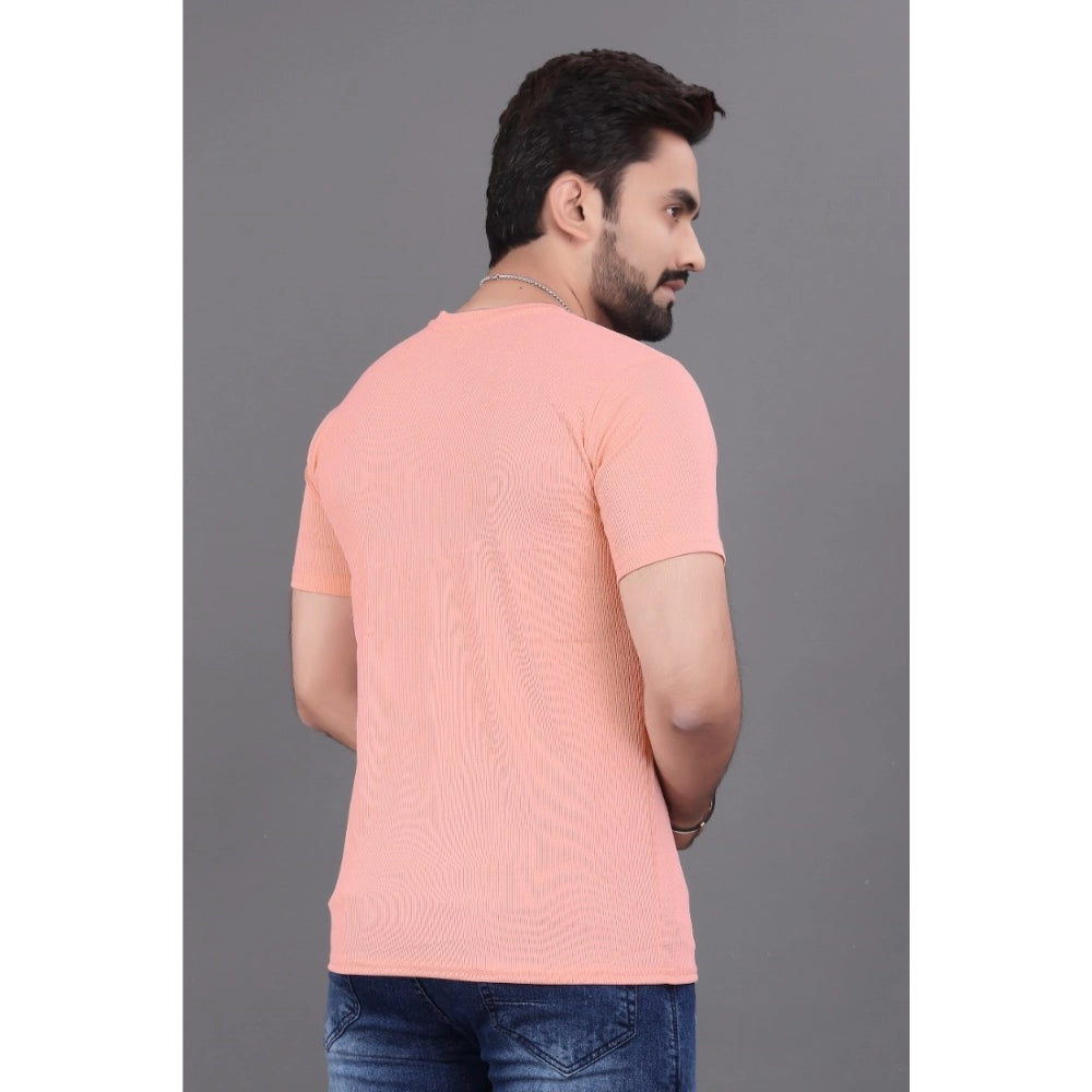 Generic Men's Casual Half Sleeve Cotton Round Neck T.Shirt (Peach)